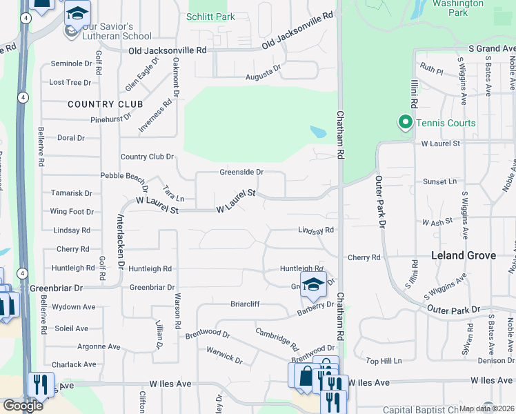 map of restaurants, bars, coffee shops, grocery stores, and more near 2250-2298 W Laurel St in Springfield
