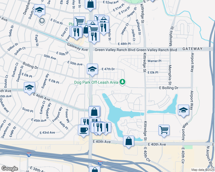 map of restaurants, bars, coffee shops, grocery stores, and more near 4713 Helena Street in Denver