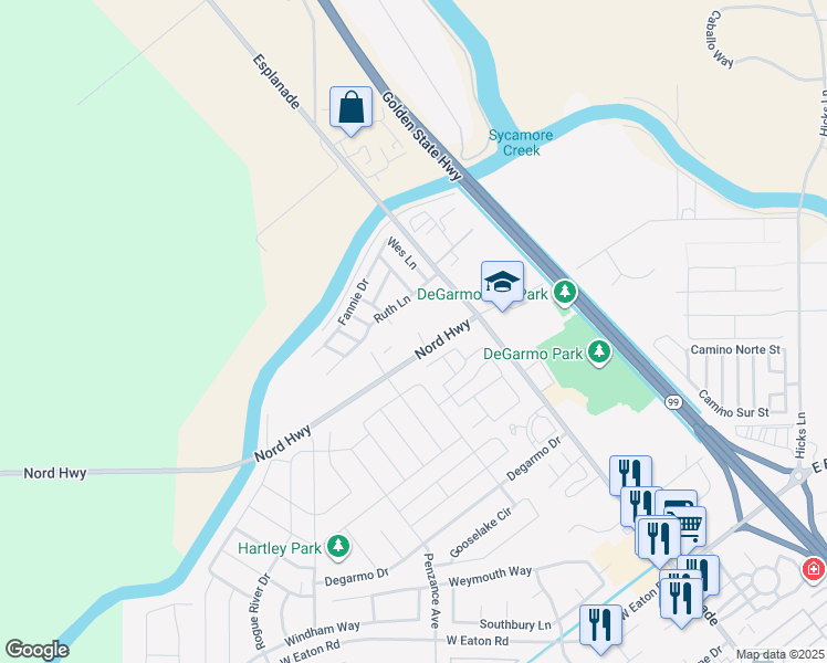 map of restaurants, bars, coffee shops, grocery stores, and more near 4070 Nord Highway in Chico