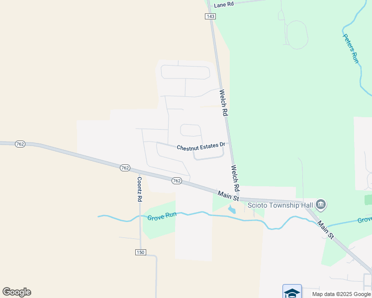 map of restaurants, bars, coffee shops, grocery stores, and more near Chestnut Estates Drive in Commercial Point