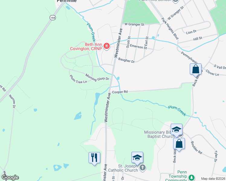 map of restaurants, bars, coffee shops, grocery stores, and more near 676 Westminster Avenue in Hanover