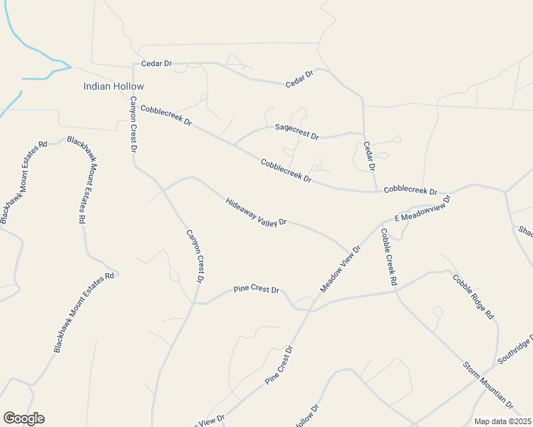 map of restaurants, bars, coffee shops, grocery stores, and more near Hidaway Valley Drive in Fairview