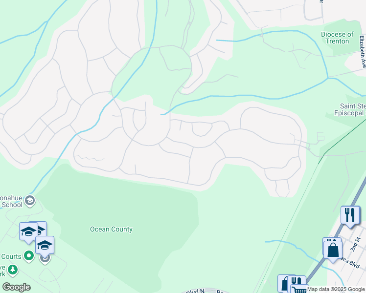 map of restaurants, bars, coffee shops, grocery stores, and more near 16 Pancoast Road in Ocean Township