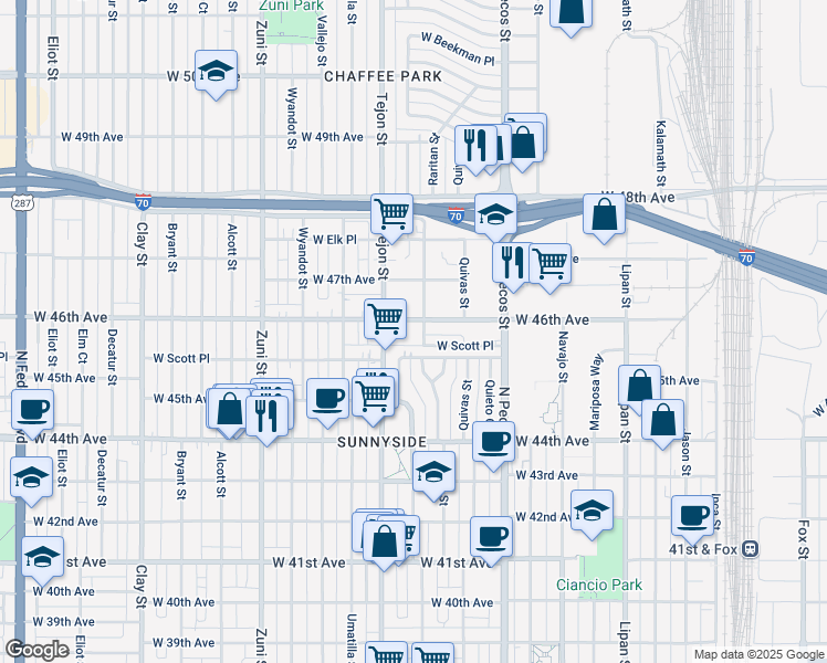 map of restaurants, bars, coffee shops, grocery stores, and more near in 