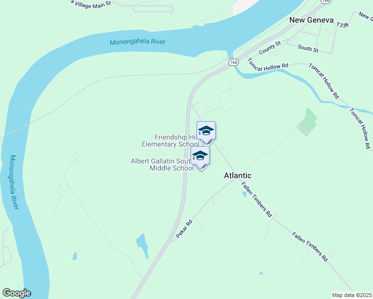 map of restaurants, bars, coffee shops, grocery stores, and more near 218 New Geneva Road in Point Marion