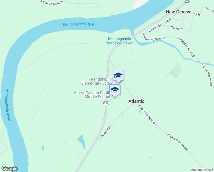 map of restaurants, bars, coffee shops, grocery stores, and more near 218 New Geneva Road in Point Marion