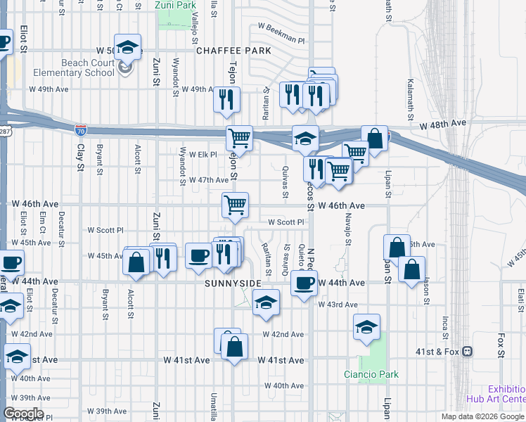map of restaurants, bars, coffee shops, grocery stores, and more near in 