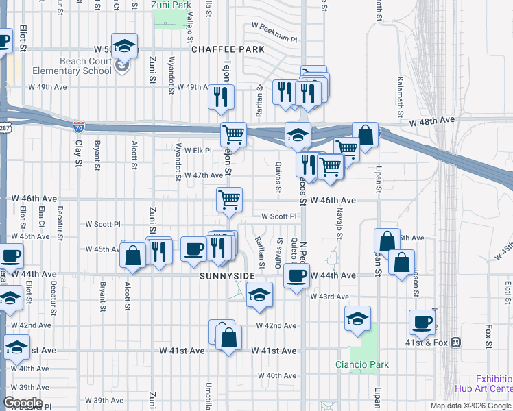 map of restaurants, bars, coffee shops, grocery stores, and more near in 