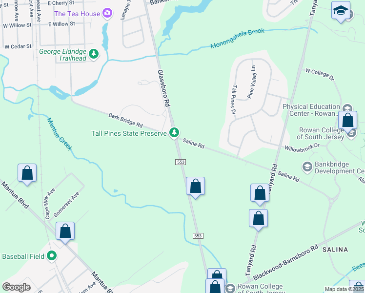 map of restaurants, bars, coffee shops, grocery stores, and more near 685 Salina Road in Deptford