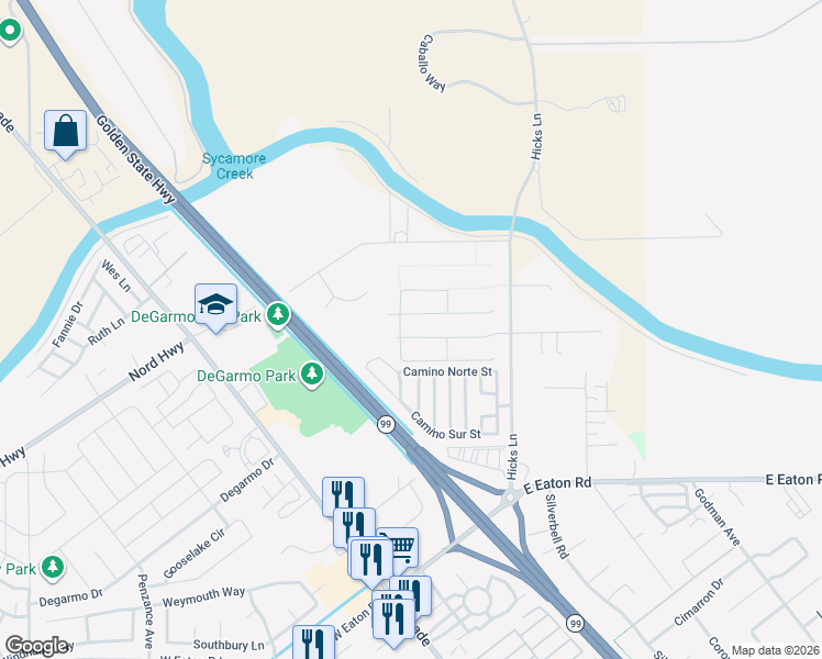 map of restaurants, bars, coffee shops, grocery stores, and more near 306 Bellamy Terrace in Chico