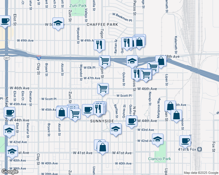 map of restaurants, bars, coffee shops, grocery stores, and more near in 