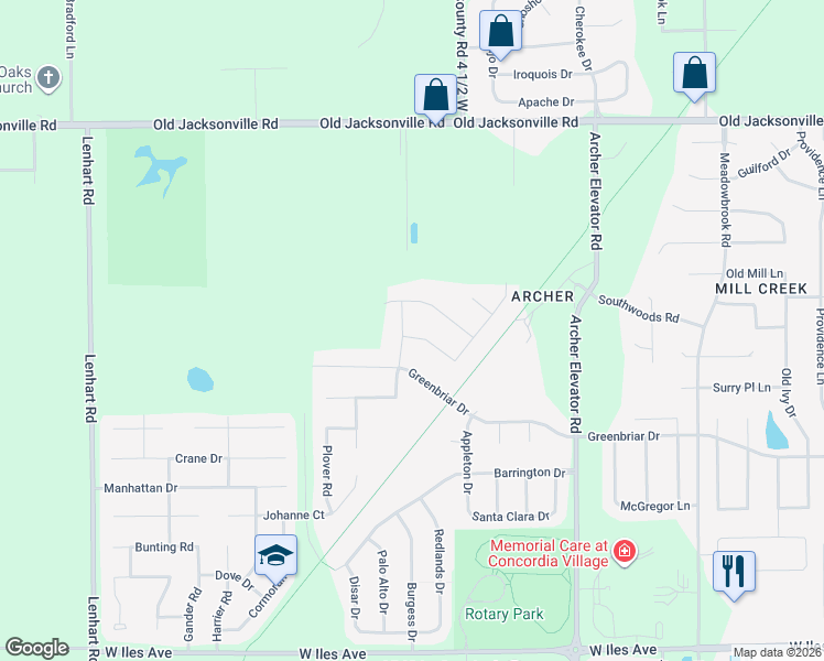 map of restaurants, bars, coffee shops, grocery stores, and more near Winston Dr in Springfield