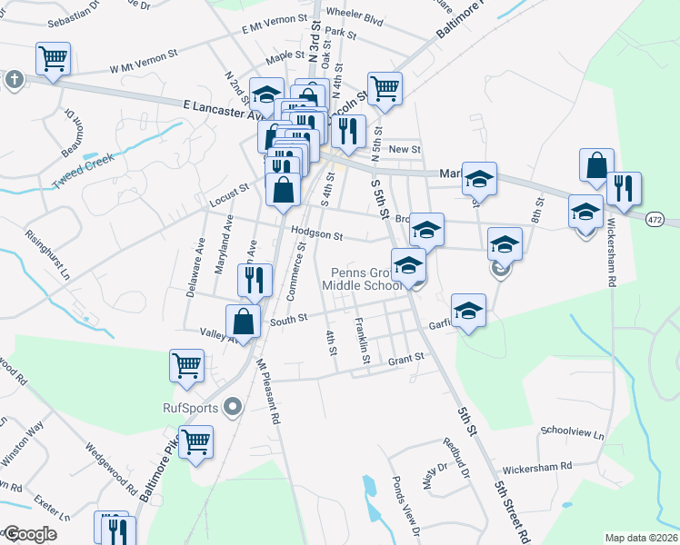 map of restaurants, bars, coffee shops, grocery stores, and more near 7 Brighton Court in Oxford