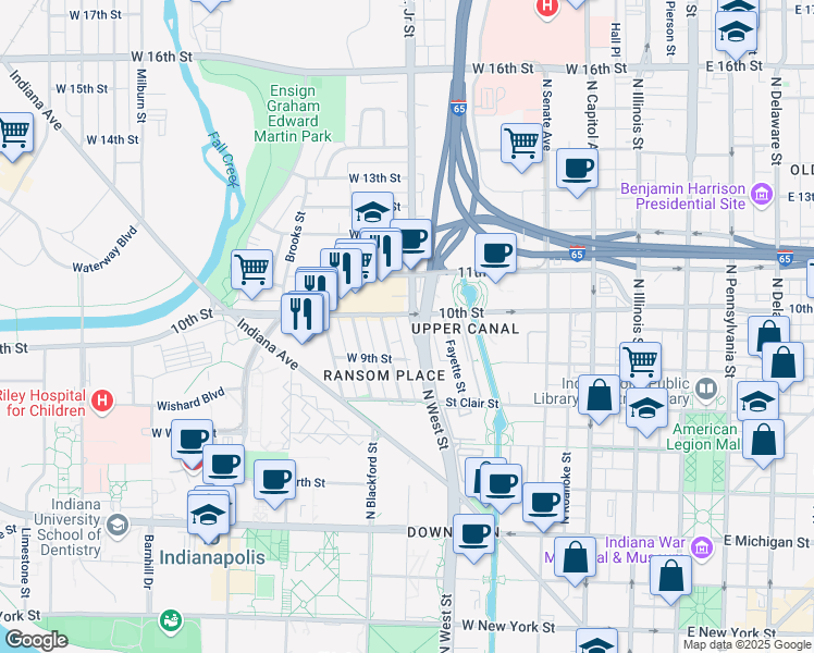 map of restaurants, bars, coffee shops, grocery stores, and more near 946 Doctor Martin Luther King Junior Street in Indianapolis