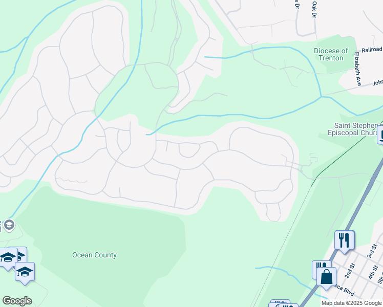 map of restaurants, bars, coffee shops, grocery stores, and more near 33 Pancoast Road in Ocean Township