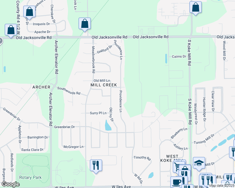 map of restaurants, bars, coffee shops, grocery stores, and more near 61 Providence Lane in Springfield