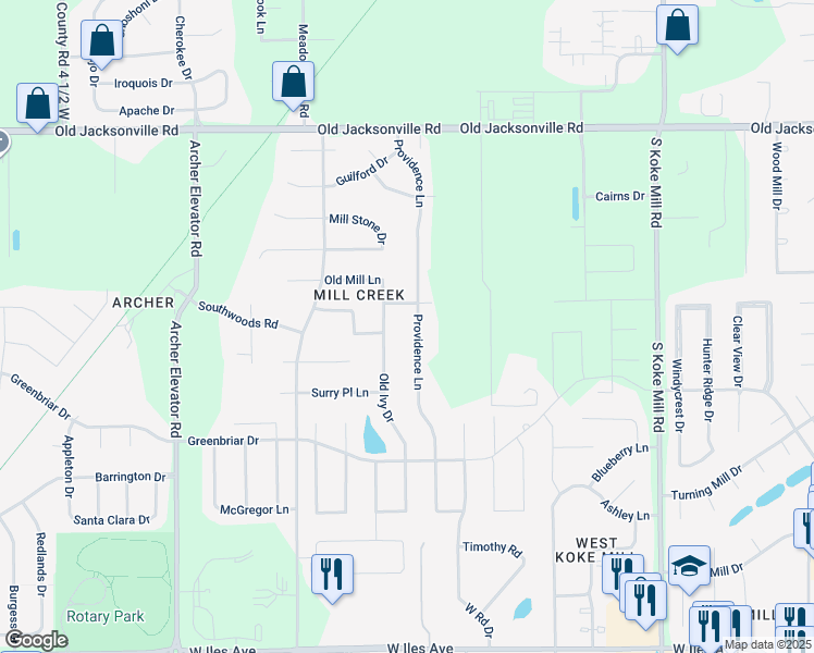 map of restaurants, bars, coffee shops, grocery stores, and more near 61 Providence Lane in Springfield