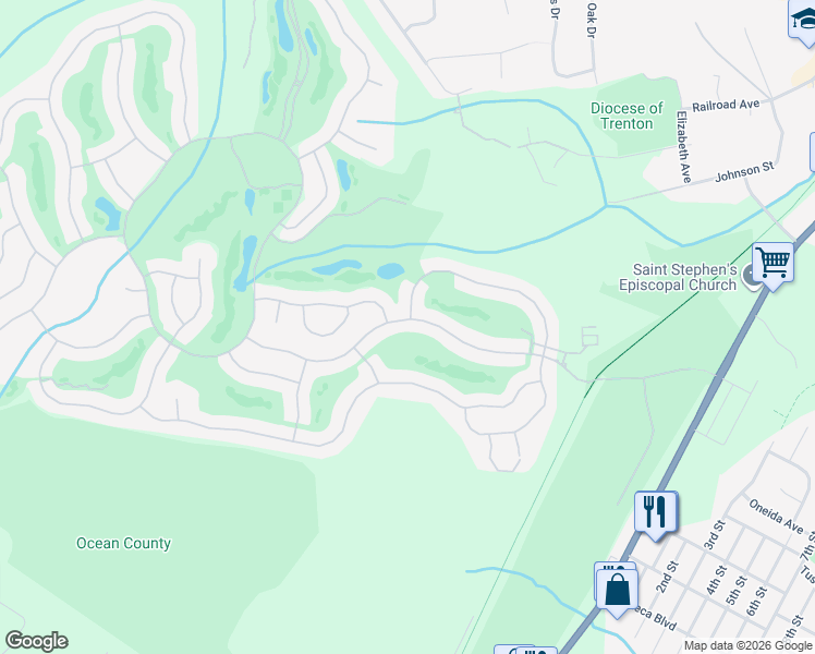 map of restaurants, bars, coffee shops, grocery stores, and more near 48 Pancoast Road in Ocean Township