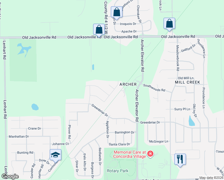map of restaurants, bars, coffee shops, grocery stores, and more near 1255 Archer Elevator Road in Springfield
