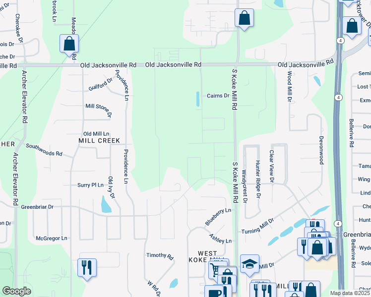 map of restaurants, bars, coffee shops, grocery stores, and more near 3416 Telford Drive in Springfield