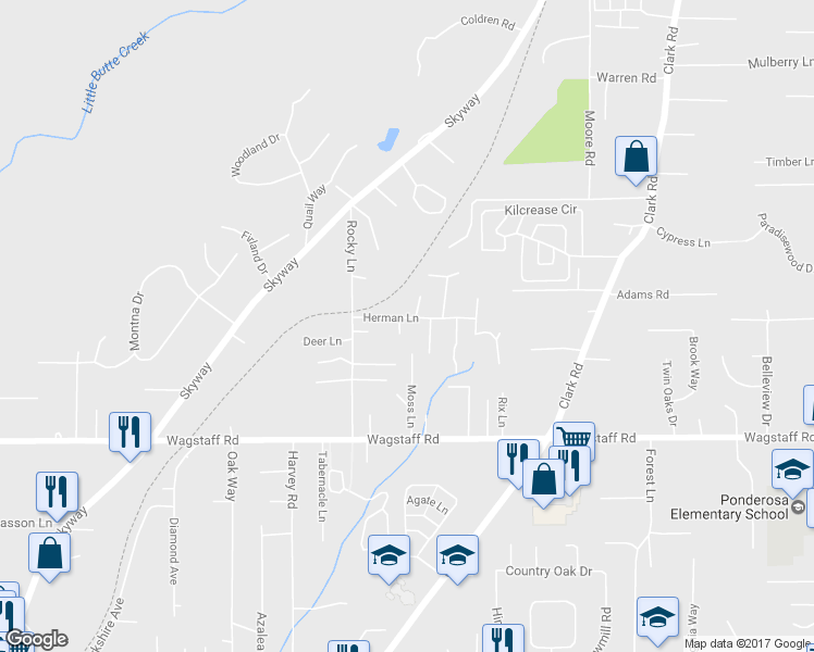map of restaurants, bars, coffee shops, grocery stores, and more near 1378 Herman Lane in Paradise