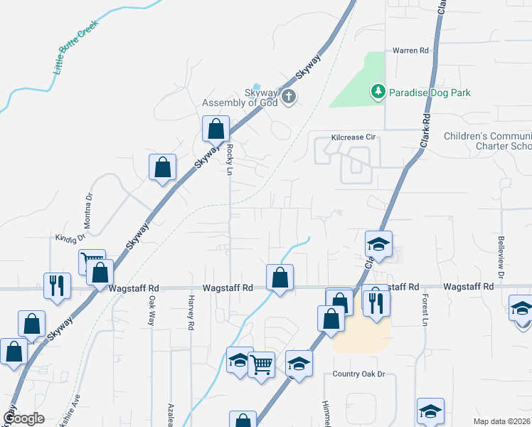 map of restaurants, bars, coffee shops, grocery stores, and more near 1378 Herman Lane in Paradise