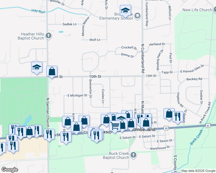 map of restaurants, bars, coffee shops, grocery stores, and more near 906 Woodlark Drive in Indianapolis