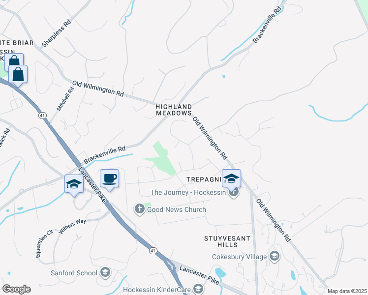 map of restaurants, bars, coffee shops, grocery stores, and more near 32 Cinnamon Drive in Hockessin