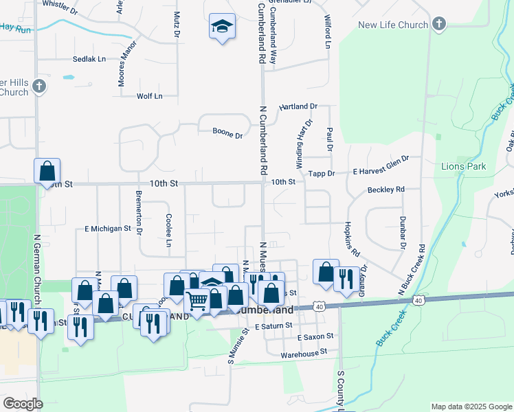 map of restaurants, bars, coffee shops, grocery stores, and more near 850 North Muessing Street in Indianapolis
