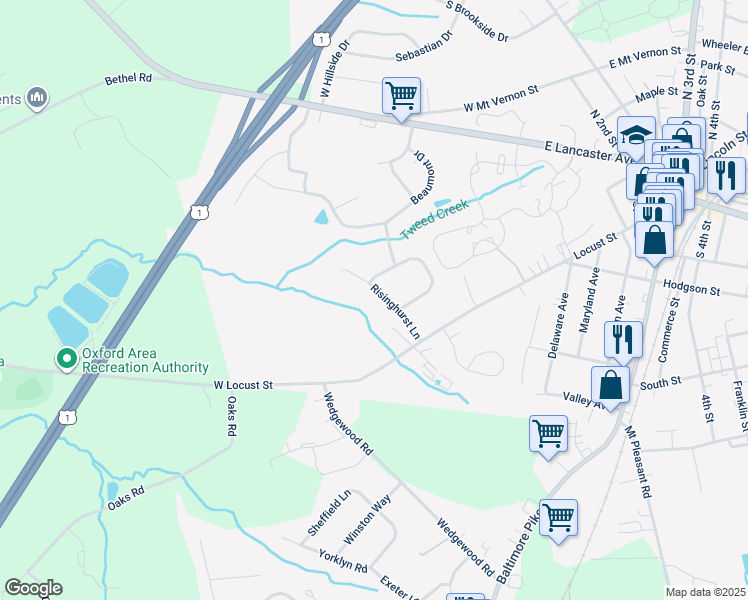 map of restaurants, bars, coffee shops, grocery stores, and more near 730 Risinghurst Lane in Oxford