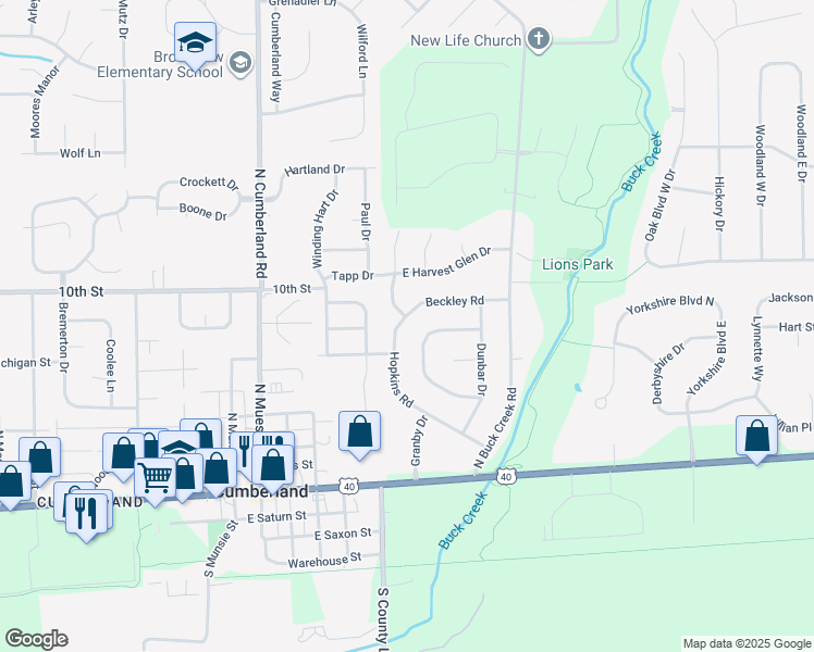 map of restaurants, bars, coffee shops, grocery stores, and more near 729 Hopkins Road in Cumberland