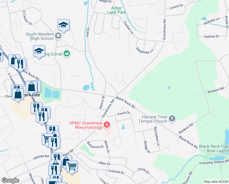 map of restaurants, bars, coffee shops, grocery stores, and more near 791 Barrett Street in Hanover