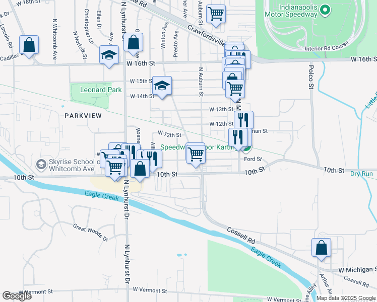 map of restaurants, bars, coffee shops, grocery stores, and more near 1050 Winton Avenue in Speedway