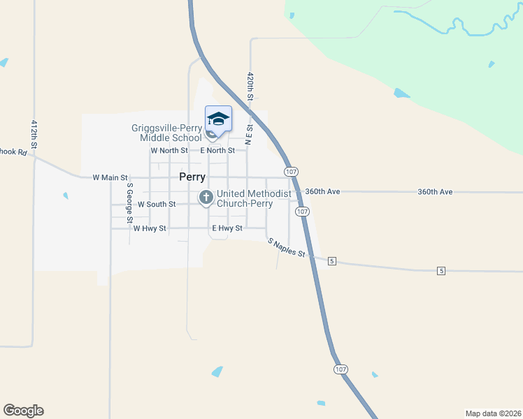 map of restaurants, bars, coffee shops, grocery stores, and more near 200 South Naples Street in Griggsville