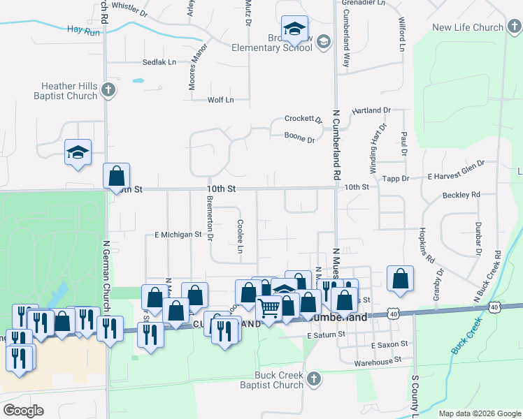 map of restaurants, bars, coffee shops, grocery stores, and more near 909 Woodlark Drive in Indianapolis