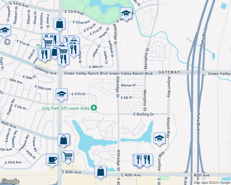 map of restaurants, bars, coffee shops, grocery stores, and more near 4763 Kittredge Street in Denver