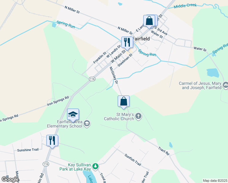 map of restaurants, bars, coffee shops, grocery stores, and more near 101 Tract Road in Fairfield