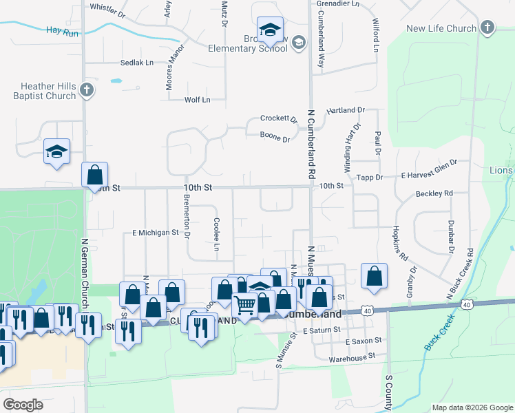 map of restaurants, bars, coffee shops, grocery stores, and more near 910 Waring Drive West in Indianapolis