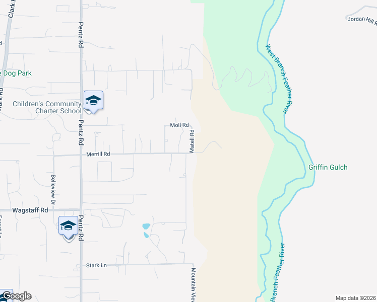 map of restaurants, bars, coffee shops, grocery stores, and more near 1945 Merrill Road in Paradise