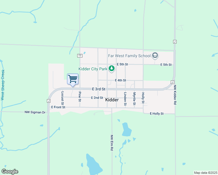 map of restaurants, bars, coffee shops, grocery stores, and more near 304 Walnut Street in Kidder