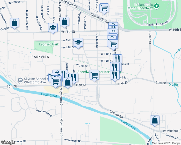 map of restaurants, bars, coffee shops, grocery stores, and more near 1050 Winton Avenue in Speedway