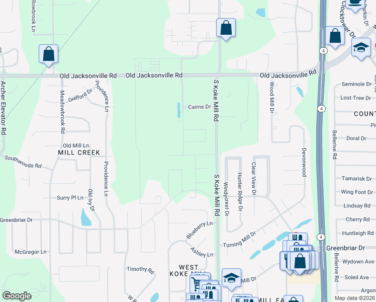 map of restaurants, bars, coffee shops, grocery stores, and more near 1461 South Koke Mill Road in Springfield