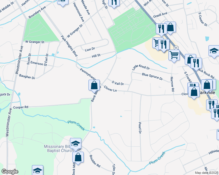map of restaurants, bars, coffee shops, grocery stores, and more near 475 Clover Lane in Hanover