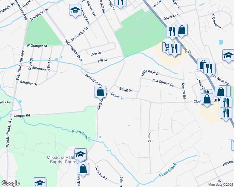 map of restaurants, bars, coffee shops, grocery stores, and more near 475 Clover Lane in Hanover
