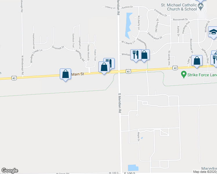 map of restaurants, bars, coffee shops, grocery stores, and more near East Pennsy Trail in Greenfield
