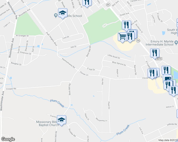 map of restaurants, bars, coffee shops, grocery stores, and more near 14 South Vail Drive in Hanover
