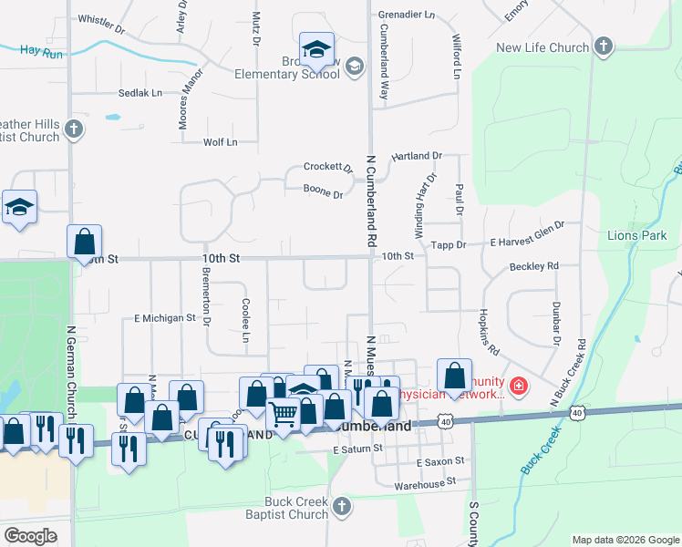 map of restaurants, bars, coffee shops, grocery stores, and more near 11626 Whidbey Drive in Indianapolis