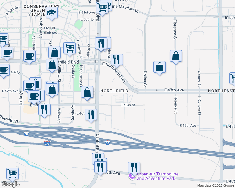 map of restaurants, bars, coffee shops, grocery stores, and more near 4692 Beeler Court in Denver