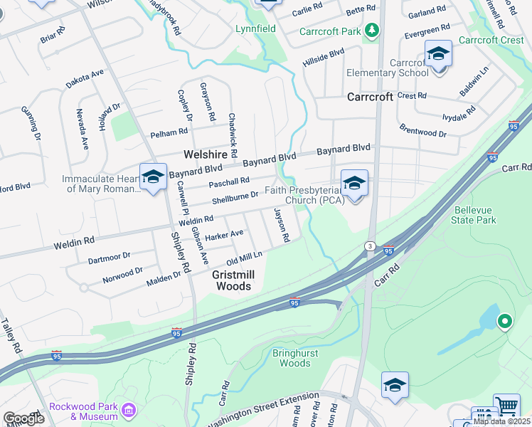 map of restaurants, bars, coffee shops, grocery stores, and more near 113 Edgeroad Lane in Wilmington