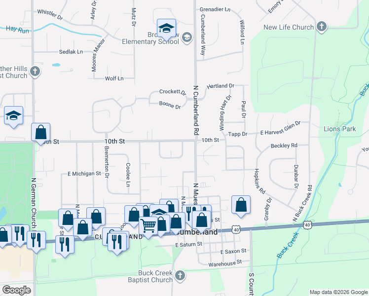 map of restaurants, bars, coffee shops, grocery stores, and more near 850 North Muessing Street in Indianapolis